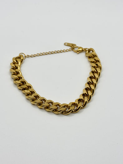 18K Gold Plated Cuban Link Chain Bracelet