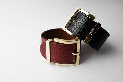 Faux Crocodile Belt Bracelet- Red