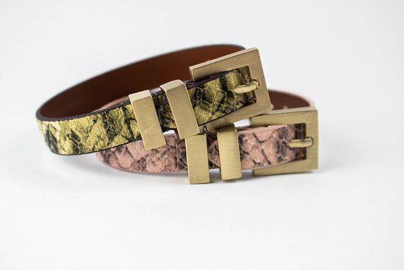 Faux Leather Snakeskin Belt Buckle Wrap Bracelet