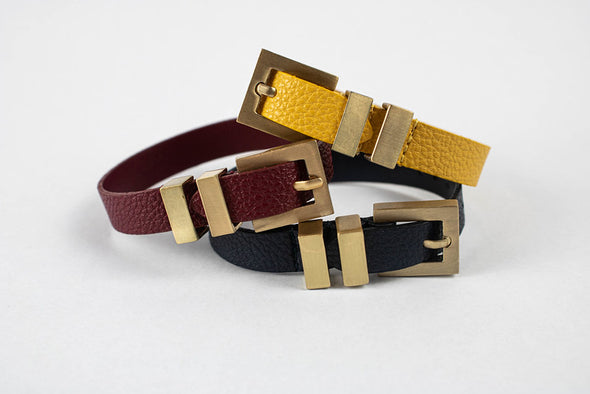 Faux Leather Belt Buckle Wrap Bracelet