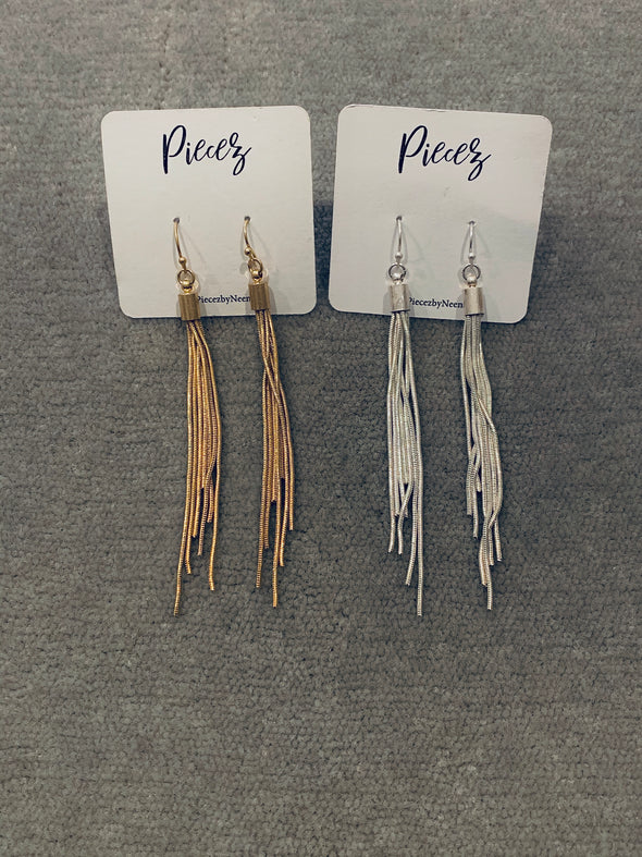 Metal Snake Tassel Drop Earrings