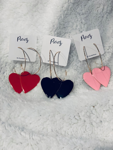 Heart Charm Hoop Earrings