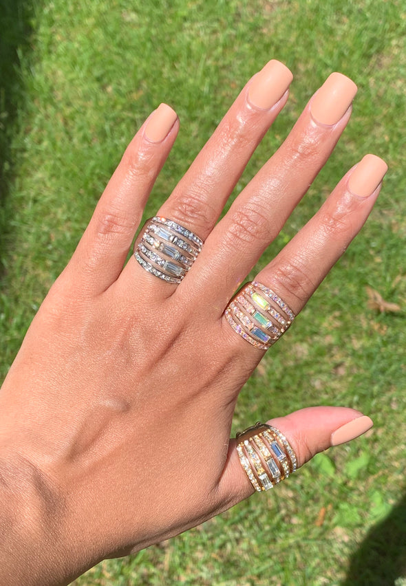 Stacked Row Bling Ring